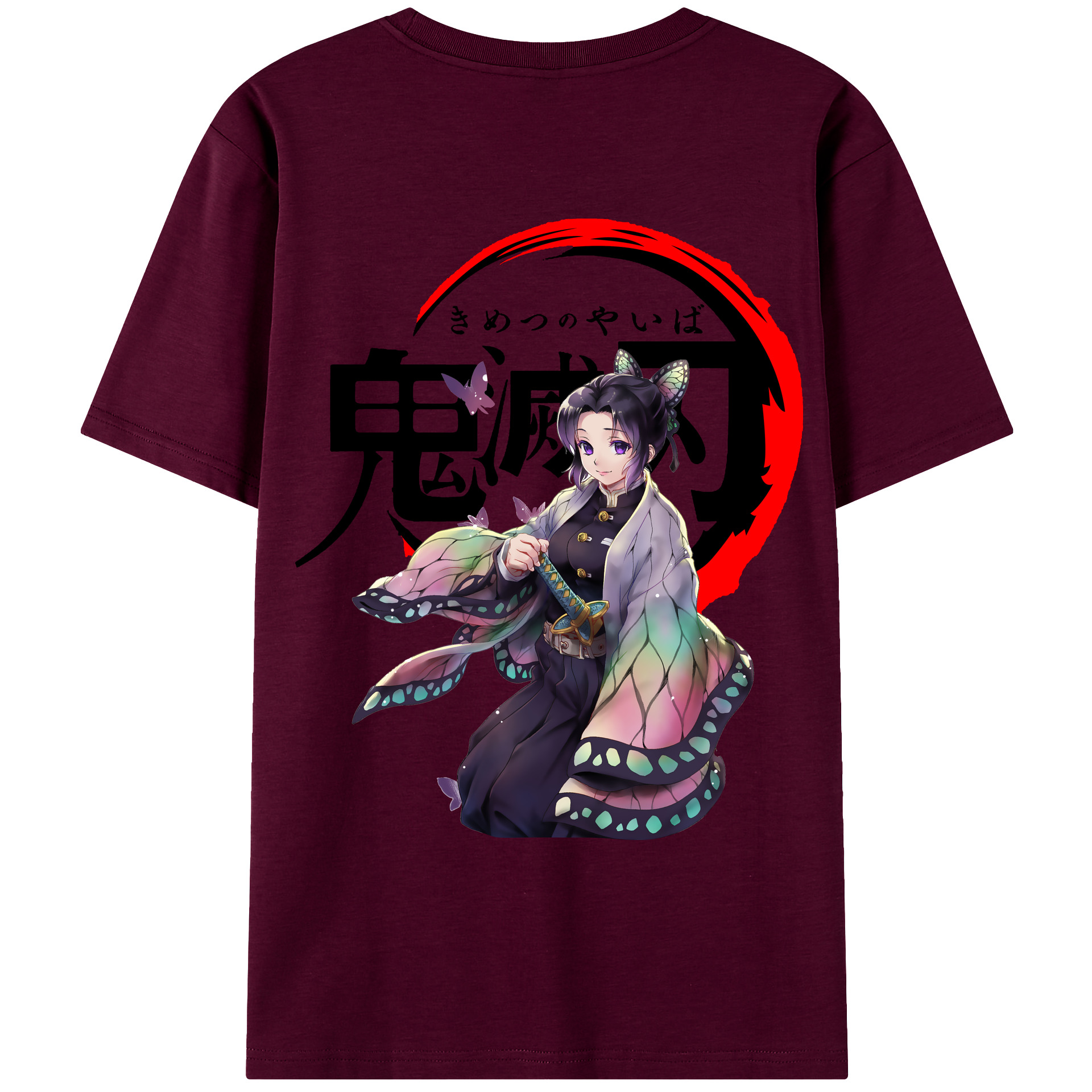 （画像用） 鬼滅の刃（きめつのやいば）蟲柱-胡蝶 しのぶ／こちょう しのぶ Kochou Shinobu レディース半袖Tシャツ(バックプリント)